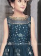 Girls Silk Gown In Rama Blue